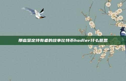 那些坚定持有者的故事比特币hodler什么意思