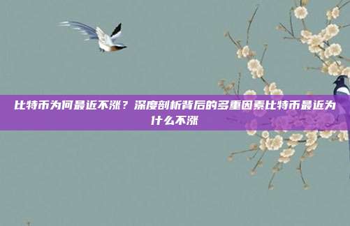 比特币为何最近不涨？深度剖析背后的多重因素比特币最近为什么不涨