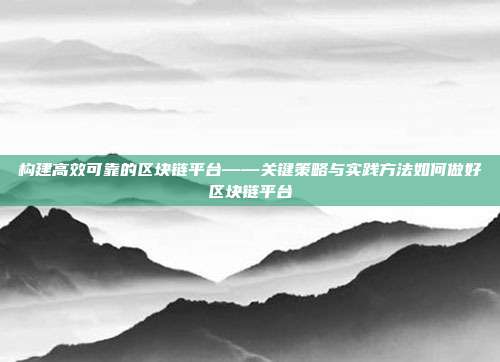 构建高效可靠的区块链平台——关键策略与实践方法如何做好区块链平台