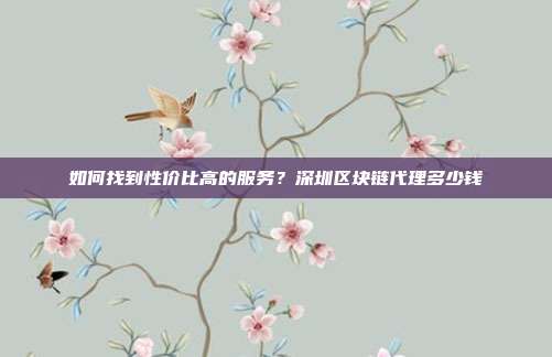 如何找到性价比高的服务？深圳区块链代理多少钱