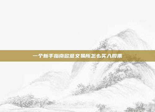 一个新手指南欧意交易所怎么买入股票